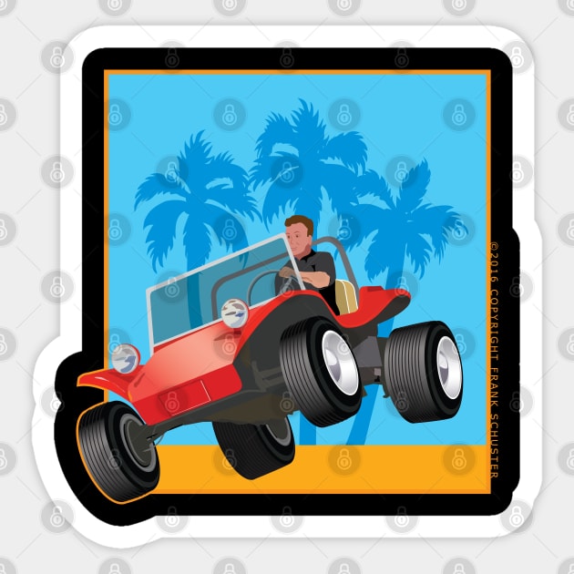 Dune Buggy Jumping in Box Sticker by PauHanaDesign